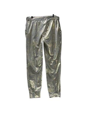 CURVY GIRL Ashley Stewart Women's Silver Metallic Poly Stretch Joggers Size 1X